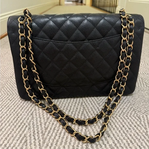 Sold Chanel Classic Black Caviar Jumbo with GHW - Picture 4 of 13